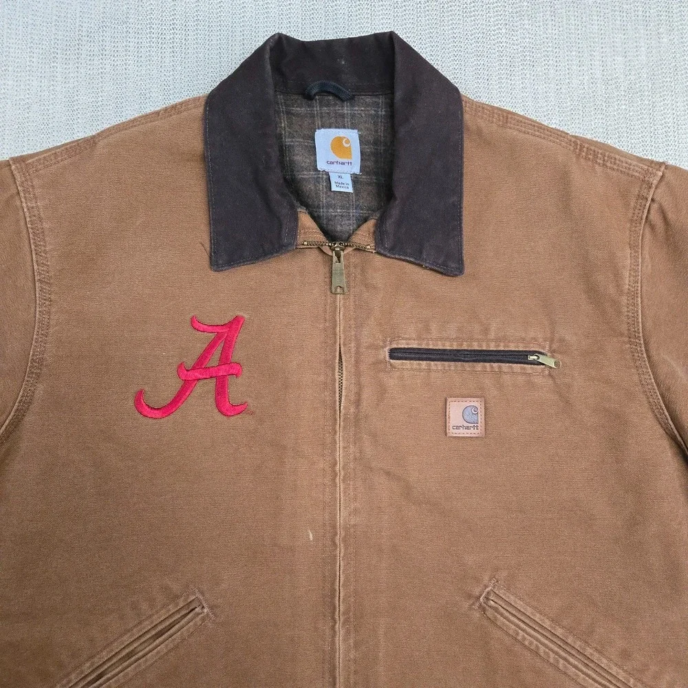 Carhartt Alabama Crimson Tide Jacket Mens XL Blanket Lined Detroit Duck Canvas
